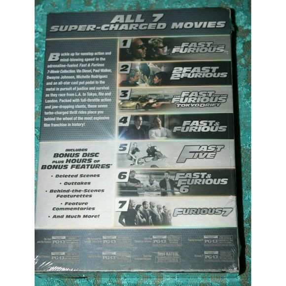 FAST & FURIOUS 7 MOVIE COLLECTION PLUS BONUS DISC COLLECTION New/Sealed - Picture 2 of 2